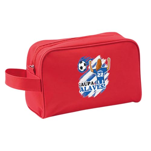 Xusilimo Neceser Infantil Negro de Fútbo| Ideal para Niños, Diseño Exclusivo, Práctico y Divertido para Llevar Material Escolar y Accesorios Viajes y Actividades Diarias (Chica, Rojo, Alavés)