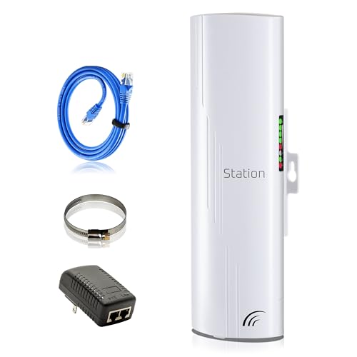 Puente inalámbrico punto a punto WiFi para exteriores, kit de expansión de red inalámbrica, largo alcance de alta velocidad 5G | Kit de puente de 2 unidades completo preconfigurado - P2P 1000Mbps 5Km