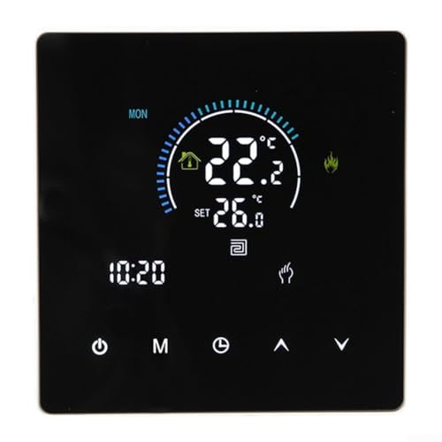 Termostato inteligente programable con pantalla táctil intuitiva para control de temperatura personalizable en espacios residenciales y comerciales (WiFi negro 25A)