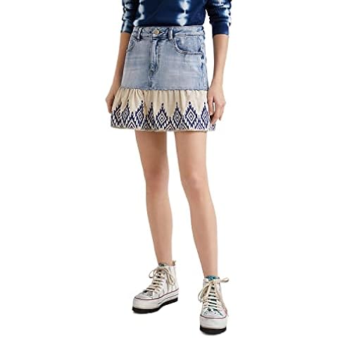 Desigual Women's Flounce Patchwork Denim Miniskirt Cover