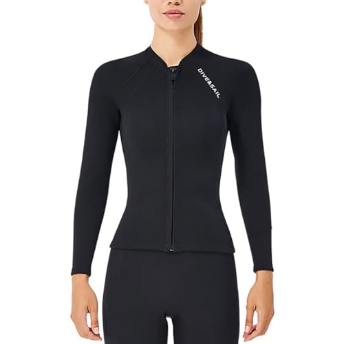 Zymoplas Traje de Neopreno de 2MM para Buceo, Traje de Neopreno de Primera Calidad, Traje de Neopreno Dividido, Chaqueta de protección UV, Trajes de Buceo, Traje de baño, Traje de Surf, Negro, SG