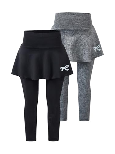 SOLY HUX Toddler Girl's 2 Piece Leggings with Skirts Bow Print Elastic High Waisted Athletic Workout Skinny Pants