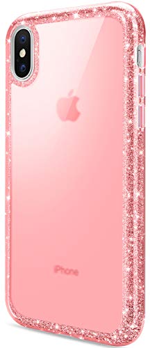 DAUPIN Compatible for iPhone Xs Max Phone Case Colorful Luxury Sparkle Glitter Bling Cover Slim Thin Clear Cases for Women Girls for iPhone Xs Max 6.5 Inch 2018 (Rose Gold)
