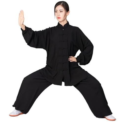 ZWCSHUU Uniforme de Tai Chi Unisex Terciopelo Otoño Invierno Engrosamiento Uniforme de Tai Chi Ropa de Rendimiento Trajes Hombre Mujer Tai Chi Traje(Black,M)