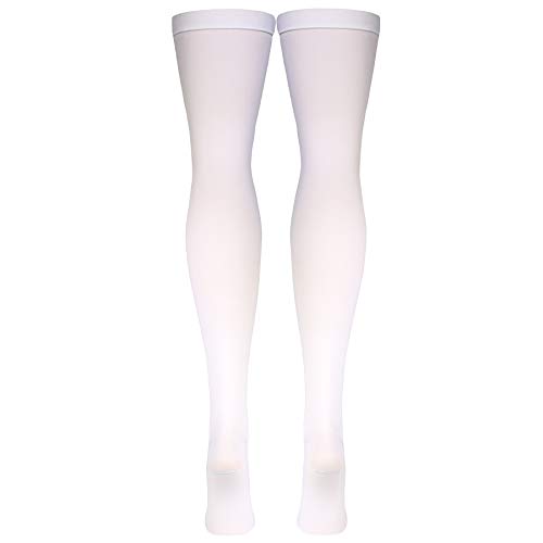 Truform Surgical Stockings, 18 Mmhg Compression For Men And Women, Thigh High Length, Open Toe, White, X-Large #TOP3