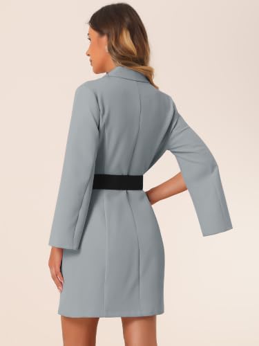 Image of Allegra K Blazer Dress for Women Notched Lapel Work Dresses with Belt | Slit Sleeve, Double Breasted, Mini Length, Business Casual, Office, Professional, Formal, Interview