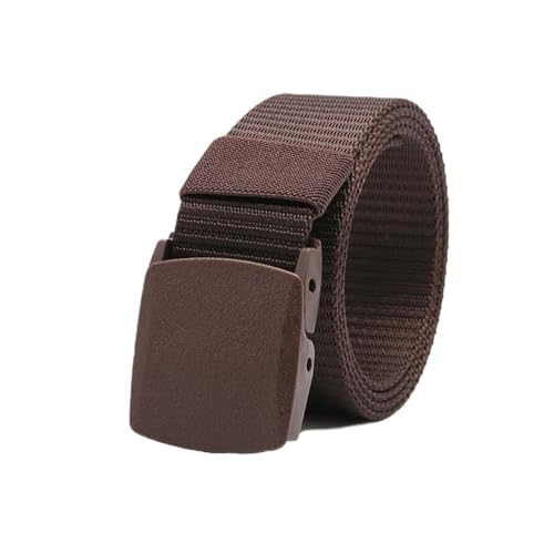 Trendy Canvas Belt for Men & Women – Casual Woven Belt Without Metal Buckle, Adjustable No-Hole Automatic Strap for Youth, Students (Multiple Colors)(Coffee)