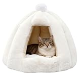 Jorzo ドーム型半密閉冬用猫屋 - 暖かくもこもこ 配線通し穴付き 小型犬猫用 防寒対策ペットベッド（幅 48cm× 奥行 48cm× 高さ 40cm） (白色)