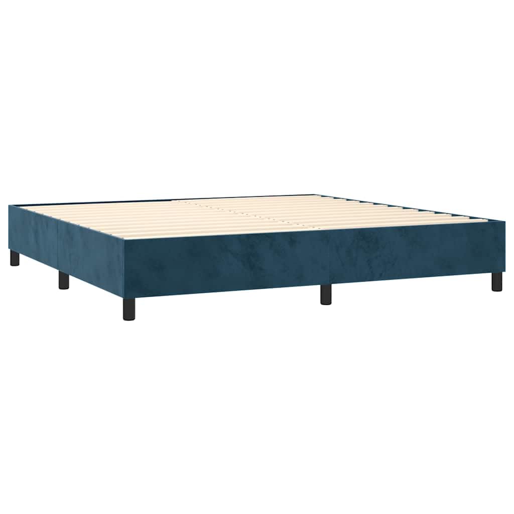 vidaXL Letto a Molle con Materasso e LED Blu Scuro 200x200 cm, letto, rete letto, letto matrimoniale, giroletto, base letto, letto in velluto