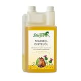 Stiefel Mariendistelöl für Pferde, hochwertiges 100% naturreines Öl, Unterstützung der Leberfunktion, Gutes für Haut & Fell, flüssig mit Dosierflasche, 1l