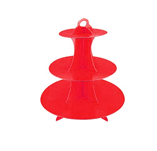 Alzata Per Torte E Cupcake A 3 Piani In Cartone Dorato | Torre Rotonda 44,5 Cm Per Buffet E Feste