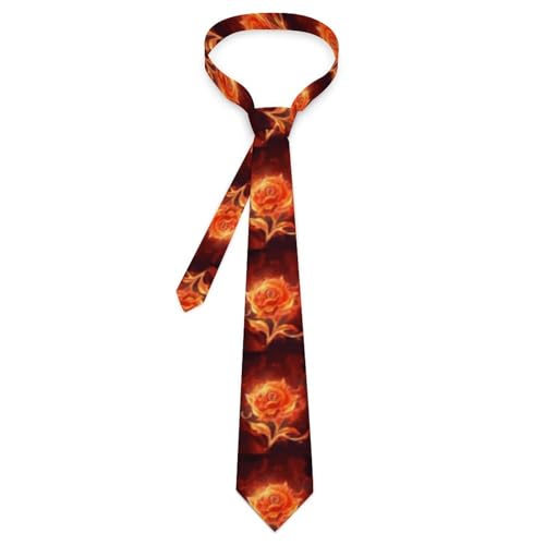 Corbata clásica ajustada para hombre, diseño de rosa llama, corbata clásica para el cuello, corbatas de negocios para fiestas y bodas