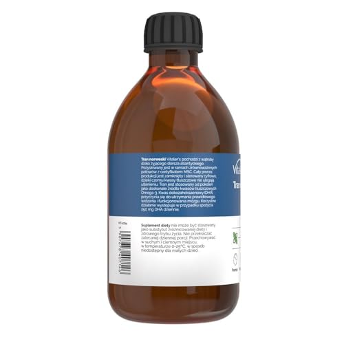 Vitaler’s Omega‑3 Lebertran | Norwegisches Fischöl 1200 mg | EPA, DHA, Vitamin A, D, E | Minze | 250 ml