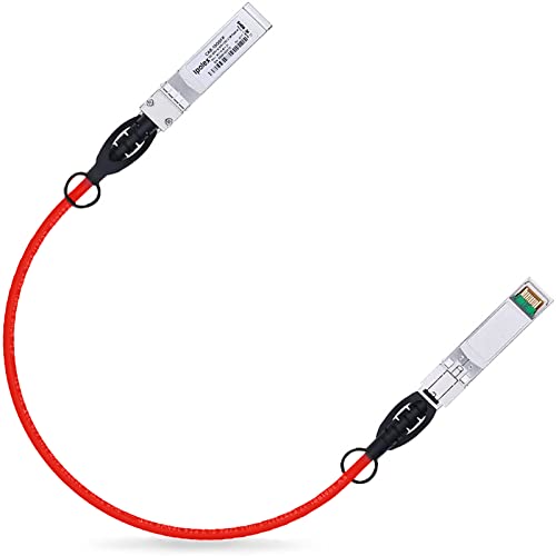 Image of ipolex Colored 10G SFP+ Twinax Cable, Direct Attach Copper(DAC) Passive Cable, 0.3m (0.98ft) in Red, for Cisco SFP-H10GB-CU0.3M, Meraki, Ubiquit, Mikrotik, Intel, Fortinet, Netgear and More
