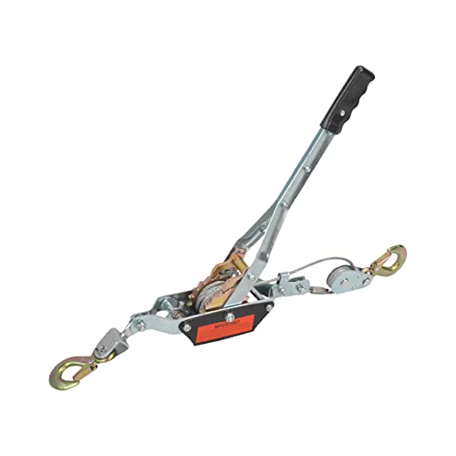 GESEXI 4 Ton Dual Gear Power Puller, 2 Hook Steel Cable Dual Gear Power Ratchet Come Along Puller Tool with Cable Automotive Hoist Hand Winch Cable Puller Stretcher Lift 8,800 Lbs