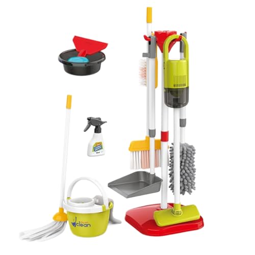Set De Limpieza para Niños | Materiales De Juego Interactivo | Juego De Escoba Y Fregona,para Niños Y Niñas Preescolares Vinculación Familiar Actividades