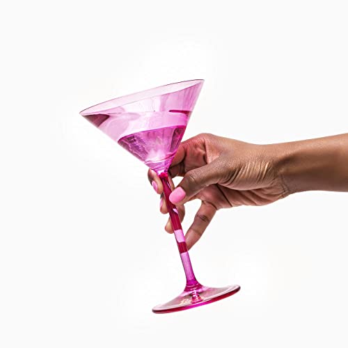 Dragon Glassware X Barbie Martini Glasses, Pink And Magenta Crystal Glass, As Seen In Barbie The Movie, Large Cosmopolitan And Cocktail Barware, 8 Oz Capacity, Set Of 2 #TOP3