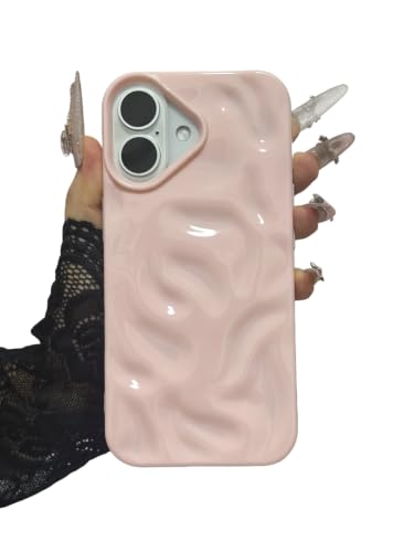 Housse téléphone iPhone 16 antichoc silicone rose texture froissée mode