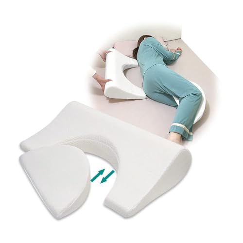 NEPPT Almohada de cuña giratoria para cama de úlceras, cuñas de posicionamiento para ancianos, cojín de cama para evitar úlceras de cama, almohada de espuma para dormir de lado (blanco)