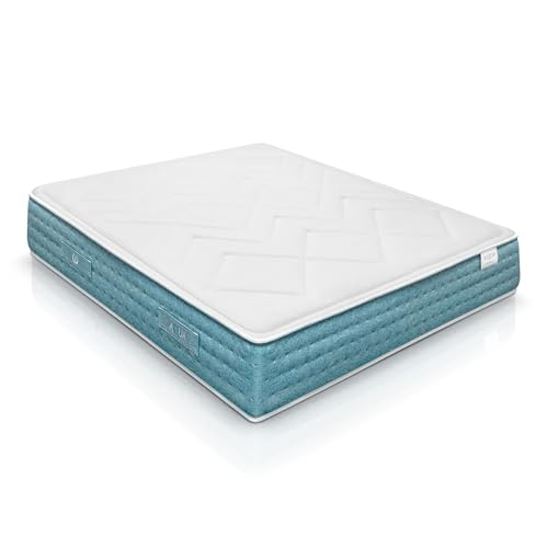 WIN REST Colchón de Espuma viscoelástica y muelles ensacados Nautilus, Altura 26 cm, Firmeza Media, Núcleo de 750 muelles, Tejido Damasco 400g, Fibra Hipoalergénica Super Soft (150x190 cm)