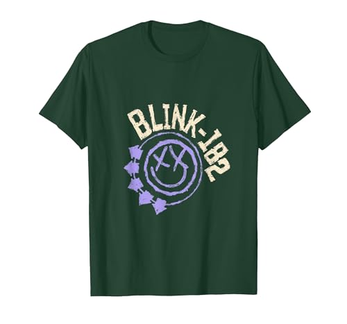 Image of Official Blink-182 Purple Smiley Logo T-Shirt, Men, Dark Green, Large