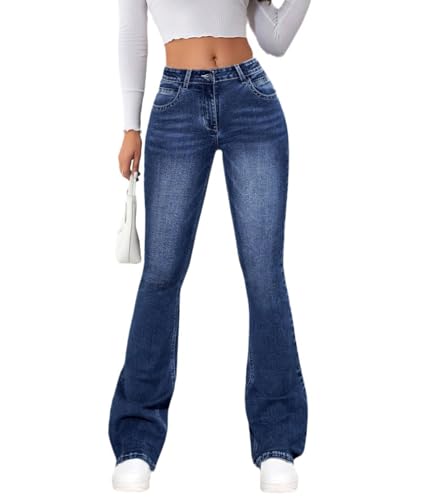 Sexyshine Women's Bell Bottom Jeans Low Rise Bootcut Flare Wide Leg Stretch Fit Long Denim Pants