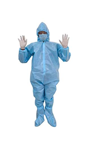 Bhavya Washable/Reusable Blue Color PPE Kit with Shoe Cover, 100% water-repellent PPE Safety Kit for doctor, security guard, housekeeping, ground staff, Airport Staff,Bank person, Delivery Boys (B089RCMW4W) Amazon Price History, Amazon Price Tracker