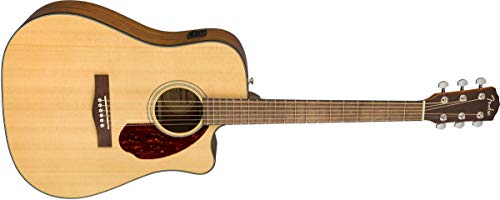 Image of Fender CD-140SCE Dreadnought Cutaway Acoustic Electric Guitar, with 2-Year Warranty, Fishman Pickup and Preamp System, Natural, with Case | Cutaway Dreadnought, Solid Spruce Top, Laminated Ovangkol Back and Sides, Fishman CD-1 Preamp with Tuner, With Hardshell Case