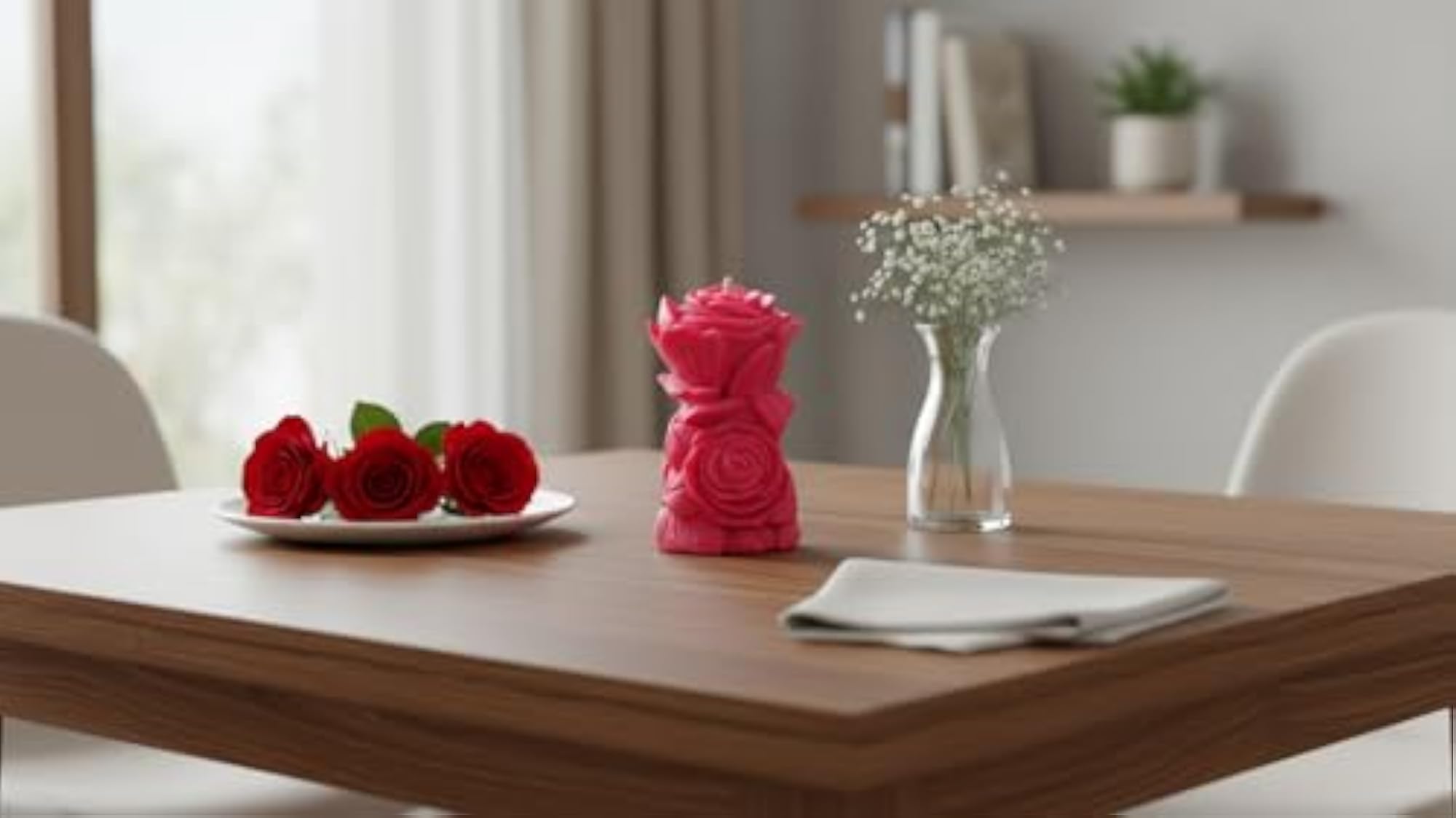 Decorative Rose Candle, Pink