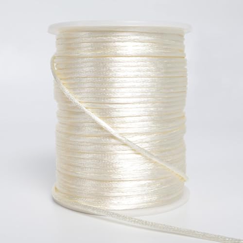 LUSTEMBER 2 mm x 330 Feet Satin Nylon Cord Silky Smooth Nylon String for Jewelry Making Bracelet Necklaces Beading Thread Rattail Macrame Kumihimo Chinese Knot Craft