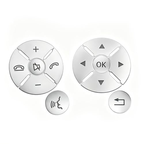 Image of Moonlinks Steering Wheel Button Stickers for Mercedes C-Class W204 E-Class | For W212 S-Class W221,GLK-Class X204 Steering Wheel Button Trim Cover Cap Sticker Inner Decoration (12PCS,Round)