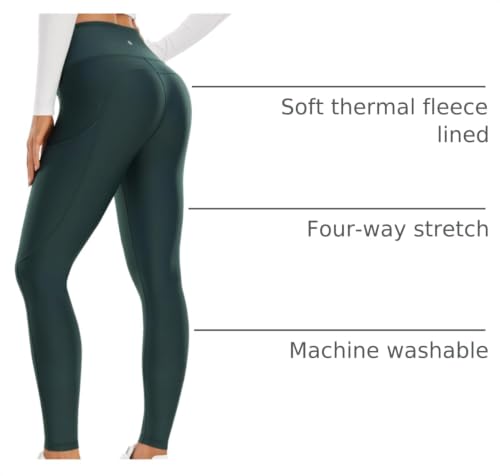 Image of CRZ YOGA Fleece Thermal Leggings Pockets 28'' | Casual, Full Length, Winter, Warm, for Women