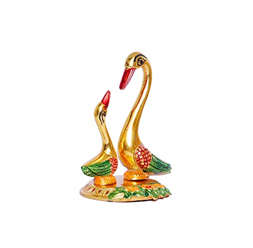 Image of KridayKraft Love Birds Swanset Pair of Kissing Duck Metal Statue,Love for Romantic Gift to Boyfriend,Girlfriend,Decor Your Home,OfficeShowcase,Animal Showpiece Figurines. (Multicolor)