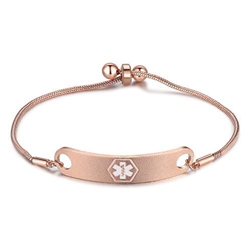 ALBERTBAND Medical Alert Bracelet for Women Personalized Emergency Alert ID Bracelets Adjustable Medical ID Bracelet for Mother Wife Grandmother - Main Image