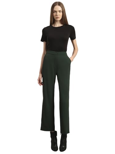 Image of VERO Moda Women's Relaxed 'Desk-to-Dinner' Straight Fit High Rise Stretch Formal Trousers | Formal Pants for Women