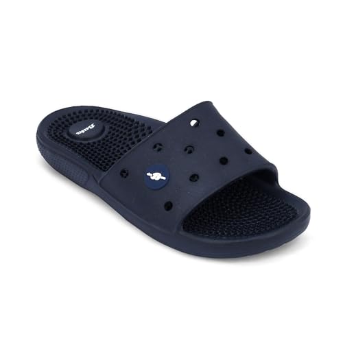 Image of Bata Men's Massage Slippers, Grey, Textured Footbed, Perforated Design