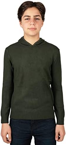 X RAY Boy’s Hooded Long Sleeve Sweatshirt, Solid Casual Pullover Hoodie Sweater