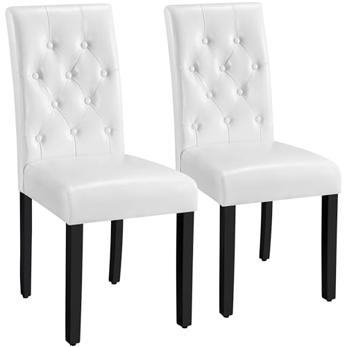 Yaheetech Lot de 2 Chaises de Salle à Manger en Similicuir PVC Chaise de Cuisine Assise Rembourrée avec Dossier Confortable Chaises de Chambre Moderne en...