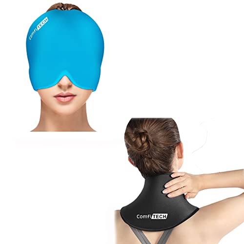 Comfitech Headache Relief Hat Migraine Cap Azure & Neck Ice Pack #TOP11