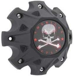 American Outlaw Wheels BC-850 Black Screw in Center Cap with RED Skull