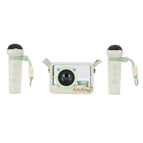 CHICIRIS Altavoz de Karaoke Inalámbrico Compacto con 2 Micrófonos para Niños y Adultos, Ideal para Fiestas de Cumpleaños y Actividades en el Aula (Verde Claro)
