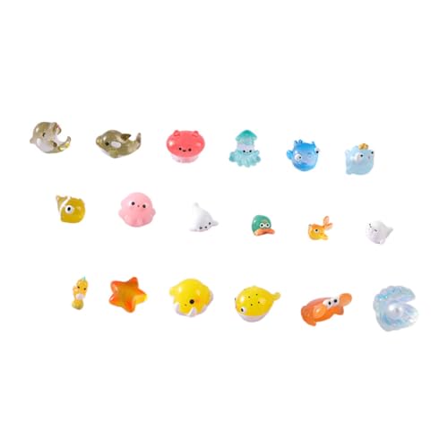 Lurrose 18個 点入り海洋動物フィギュア 水槽用オーナメント マリンスル装飾 テラリウム 想像力刺激の小型海生物模型