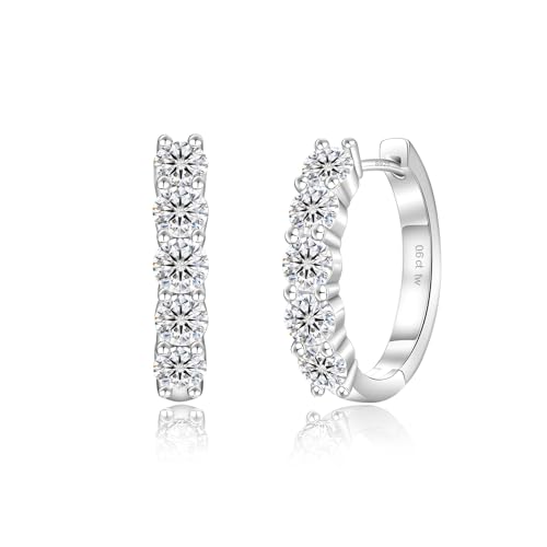 KRKC&CO Moissanite Hoop Earrings for Women, Sterling Silver Gift for Anniversary Birthday, D Color VVS1 Clarity 0.6-2.0Ctw Hypoallergenic Huggie Earrings Stud, White Gold Plated Jewelry for Her