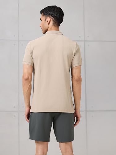 Image of TECHNOSPORT Men's Slim Fit Striped Half Sleeve Active Out Matpiq Polo T-Shirt for Gym, Sports & Regular Use
