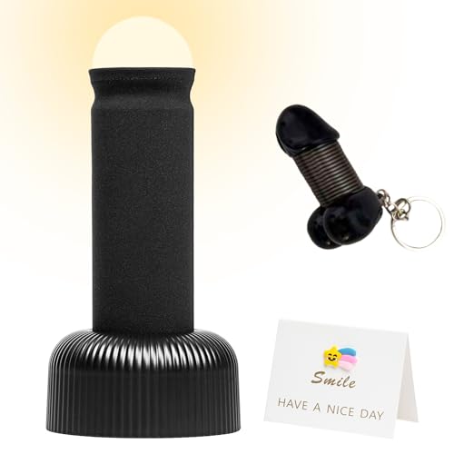 SMOOTHWIND Funny Night Light Adult Gag Gift Rechargeable Creative Column LED Lamp Bedside Lamp for Bedroom Weird Nightlight Prank Decoration Party Humor Birthday White Elephant(Black)