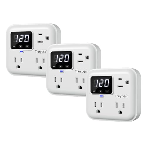 Image of Appliance Surge Protector Voltage Stabilizer Fireproof UL94V-1 Wall Mount Surge Protectors Outlet for Refrigerator, TV & Heavy, Real-Time Monitoring & Custom Voltage 80V-140V (3 Pro)