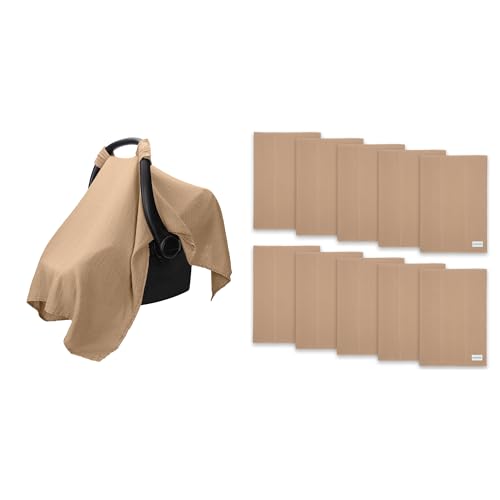 Baby Car Seat Cover and Baby Burp Cloths Set (Pack of 10) Bundled by Comfy Cubs