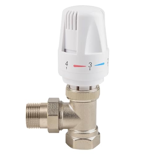 G1/2 Thermostatventil + Rücklaufverschraubung, Thermostat-Set 1/2 Zoll, Thermostatsatz, DN15 Thermostat Heiz KöRper Ventil, Thermostatkopf, Heizungsventil, Temperatur Regel Ventil für Heizkörper