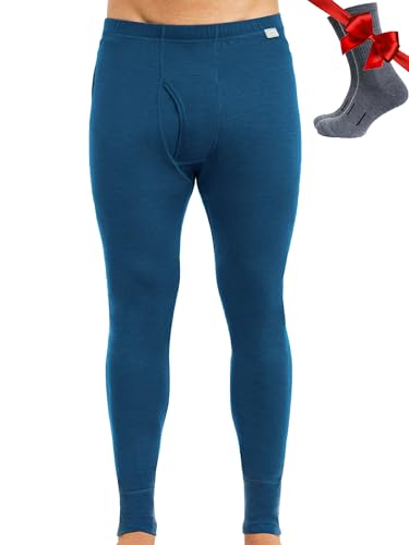 Image of Merino Wool Base Layer Mens Bottom Pants 100% Merino Wool Heavyweight, Midweight, Lite Thermal Underwear Long Johns and Socks