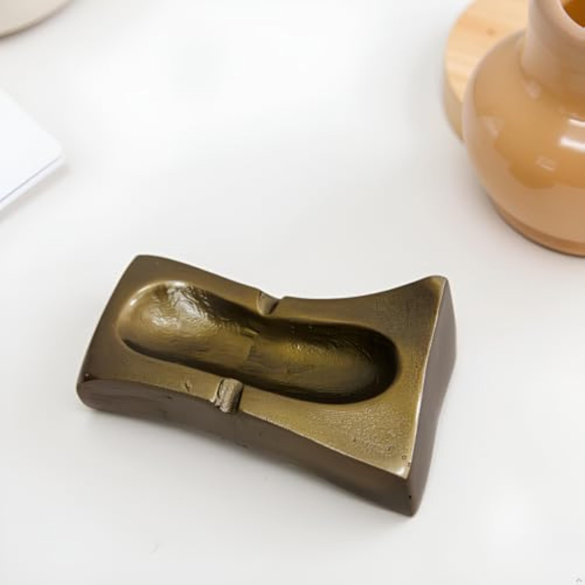 Golden Tableware Ashtray, Hand-built Rich Metal Design